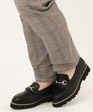 OLLKD06089 eur3(エウルキューブ) 【WEB先行販売】【大きいサイズ】さらさらストレッチストレートパンツ ダークブラウン(チェック)