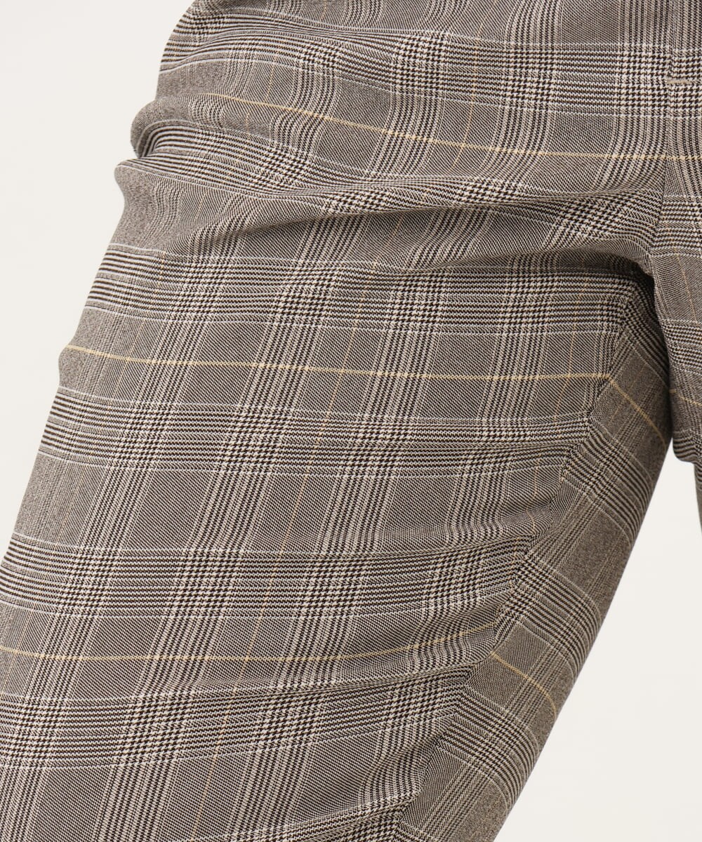 OLLKD06089 eur3(エウルキューブ) 【WEB先行販売】【大きいサイズ】さらさらストレッチストレートパンツ ダークブラウン(チェック)