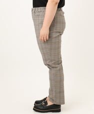 OLLKD06089 eur3(エウルキューブ) 【WEB先行販売】【大きいサイズ】さらさらストレッチストレートパンツ ダークブラウン(チェック)