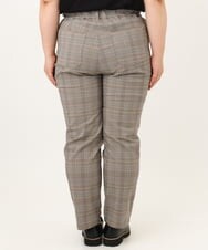 OLLKD06089 eur3(エウルキューブ) 【WEB先行販売】【大きいサイズ】さらさらストレッチストレートパンツ ダークブラウン(チェック)