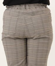 OLLKD06089 eur3(エウルキューブ) 【WEB先行販売】【大きいサイズ】さらさらストレッチストレートパンツ ダークブラウン(チェック)