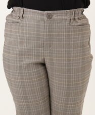 OLLKD06089 eur3(エウルキューブ) 【WEB先行販売】【大きいサイズ】さらさらストレッチストレートパンツ ダークブラウン(チェック)
