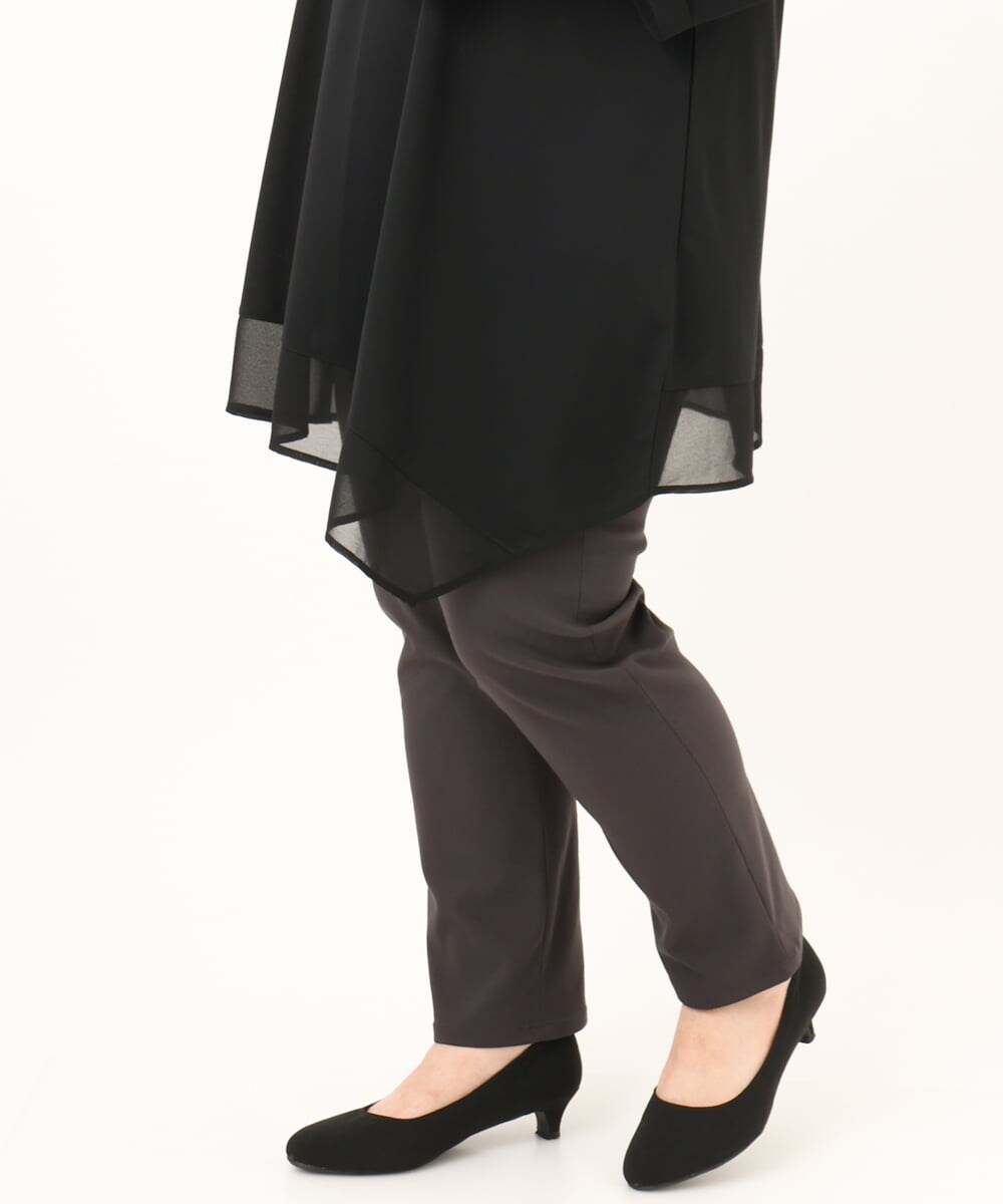 OLLKD06089 eur3(エウルキューブ) 【WEB先行販売】【大きいサイズ】さらさらストレッチストレートパンツ ダークグレー