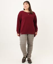 OLLKD07089 eur3(エウルキューブ) 【シリーズ累計販売2万枚！/大きいサイズ】さらさらストレッチテーパードパンツ ダークブラウン(チェック）
