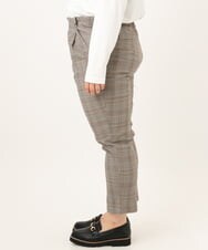 OLLKD08089 eur3(エウルキューブ) 【WEB先行販売】【シリーズ累計販売2万枚！/大きいサイズ】さらさらストレッチカットレングステーパードパンツ ダークブラウン(チェック)