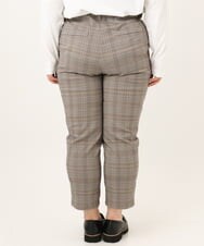 OLLKD08089 eur3(エウルキューブ) 【WEB先行販売】【シリーズ累計販売2万枚！/大きいサイズ】さらさらストレッチカットレングステーパードパンツ ダークブラウン(チェック)
