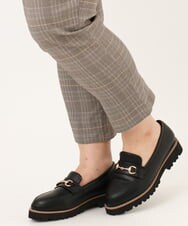 OLLKD08089 eur3(エウルキューブ) 【WEB先行販売】【シリーズ累計販売2万枚！/大きいサイズ】さらさらストレッチカットレングステーパードパンツ ダークブラウン(チェック)