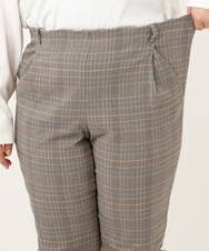 OLLKD08089 eur3(エウルキューブ) 【WEB先行販売】【シリーズ累計販売2万枚！/大きいサイズ】さらさらストレッチカットレングステーパードパンツ ダークブラウン(チェック)