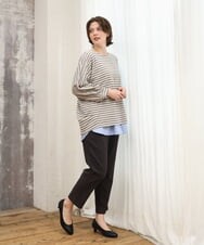 OLLKD08089 eur3(エウルキューブ) 【WEB先行販売】【シリーズ累計販売2万枚！/大きいサイズ】さらさらストレッチカットレングステーパードパンツ ダークグレー