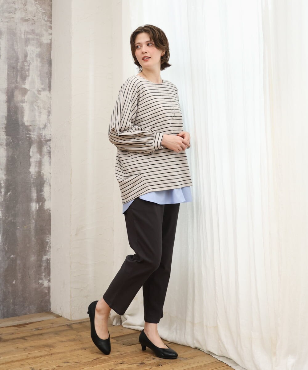OLLKD08089 eur3(エウルキューブ) 【WEB先行販売】【シリーズ累計販売2万枚！/大きいサイズ】さらさらストレッチカットレングステーパードパンツ ダークグレー