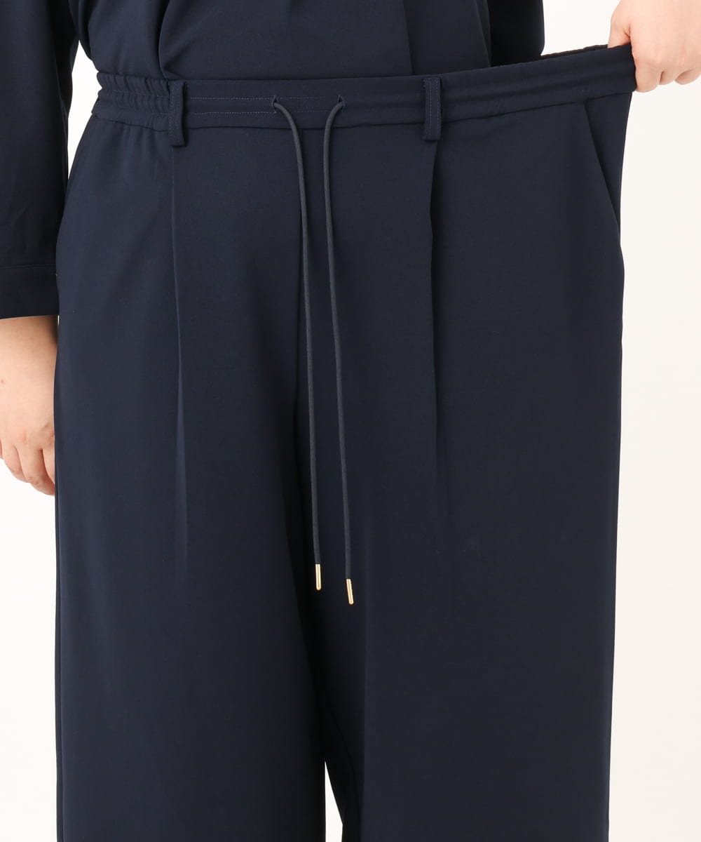 OLLKD09099 eur3(エウルキューブ) 【WEB先行販売】【大きいサイズ/洗える/セットアップ対応】カットジョーゼットワイドパンツ ネイビー