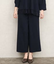 OLLKD09099 eur3(エウルキューブ) 【WEB先行販売】【大きいサイズ/洗える/セットアップ対応】カットジョーゼットワイドパンツ ネイビー