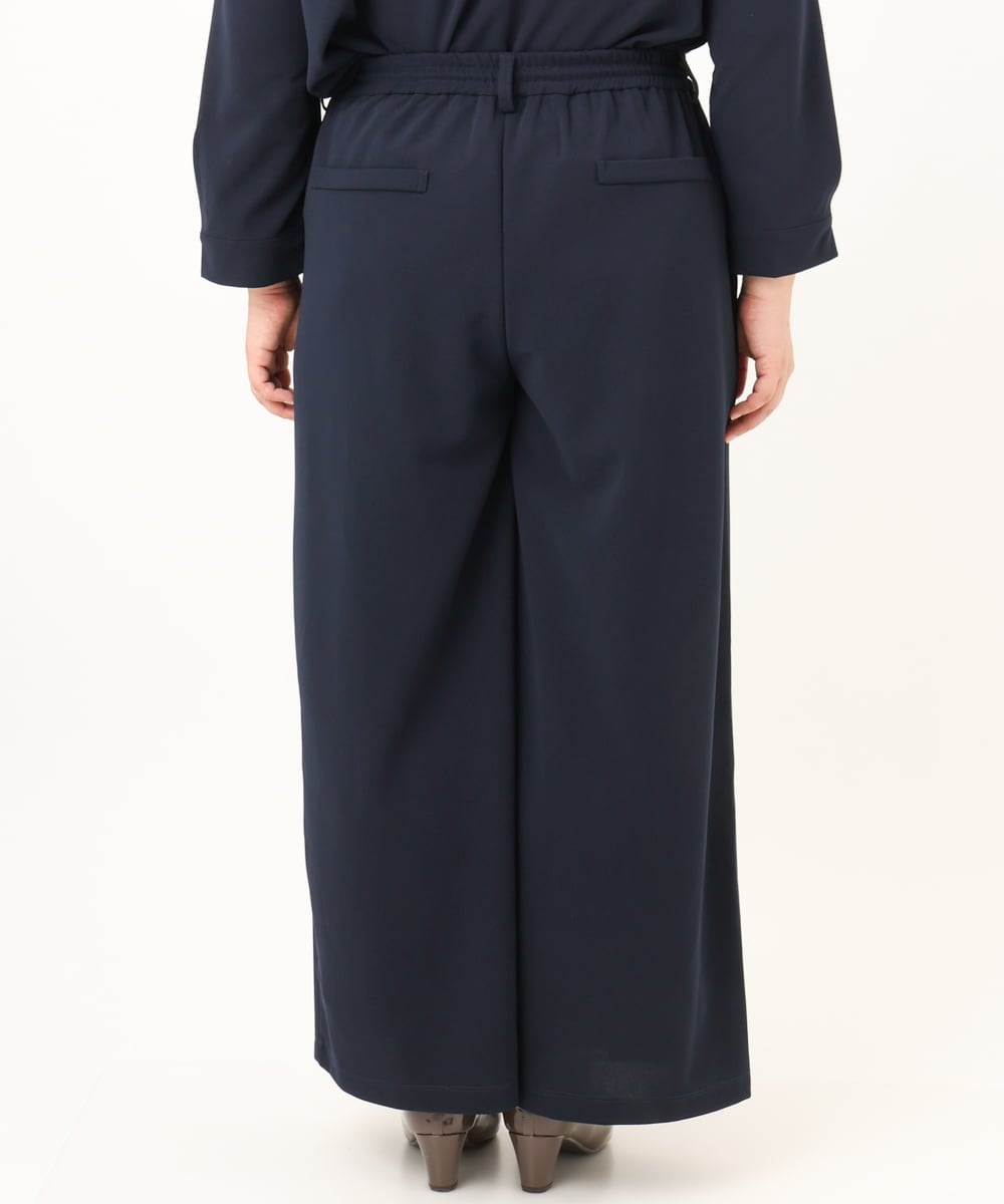 OLLKD09099 eur3(エウルキューブ) 【WEB先行販売】【大きいサイズ/洗える/セットアップ対応】カットジョーゼットワイドパンツ ネイビー