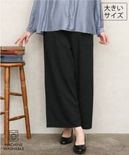 OLLKD09099 eur3(エウルキューブ) 【WEB先行販売】【大きいサイズ/洗える/セットアップ対応】カットジョーゼットワイドパンツ ブラック