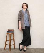 OLLKD09099 eur3(エウルキューブ) 【WEB先行販売】【大きいサイズ/洗える/セットアップ対応】カットジョーゼットワイドパンツ ブラック