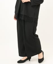OLLKD09099 eur3(エウルキューブ) 【WEB先行販売】【大きいサイズ/洗える/セットアップ対応】カットジョーゼットワイドパンツ ブラック