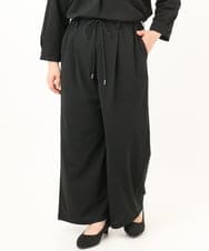OLLKD09099 eur3(エウルキューブ) 【WEB先行販売】【大きいサイズ/洗える/セットアップ対応】カットジョーゼットワイドパンツ ブラック