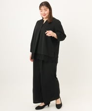 OLLKD09099 eur3(エウルキューブ) 【WEB先行販売】【大きいサイズ/洗える/セットアップ対応】カットジョーゼットワイドパンツ ブラック