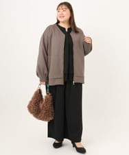 OLLKD09099 eur3(エウルキューブ) 【WEB先行販売】【大きいサイズ/洗える/セットアップ対応】カットジョーゼットワイドパンツ ブラック