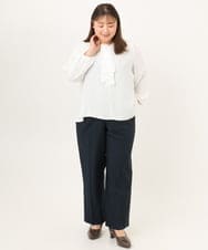 OLLKD12139 eur3(エウルキューブ) 【大きいサイズ/洗える/セットアップ対応/11号サイズあり】ストレッチセンタープレスワイドパンツ ネイビー