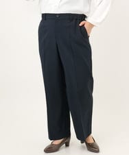 OLLKD12139 eur3(エウルキューブ) 【大きいサイズ/洗える/セットアップ対応/11号サイズあり】ストレッチセンタープレスワイドパンツ ネイビー