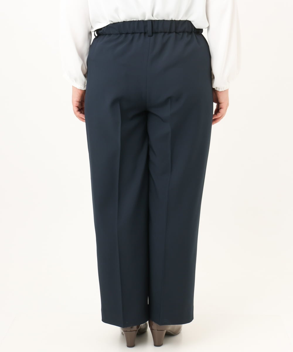 OLLKD12139 eur3(エウルキューブ) 【大きいサイズ/洗える/セットアップ対応/11号サイズあり】ストレッチセンタープレスワイドパンツ ネイビー
