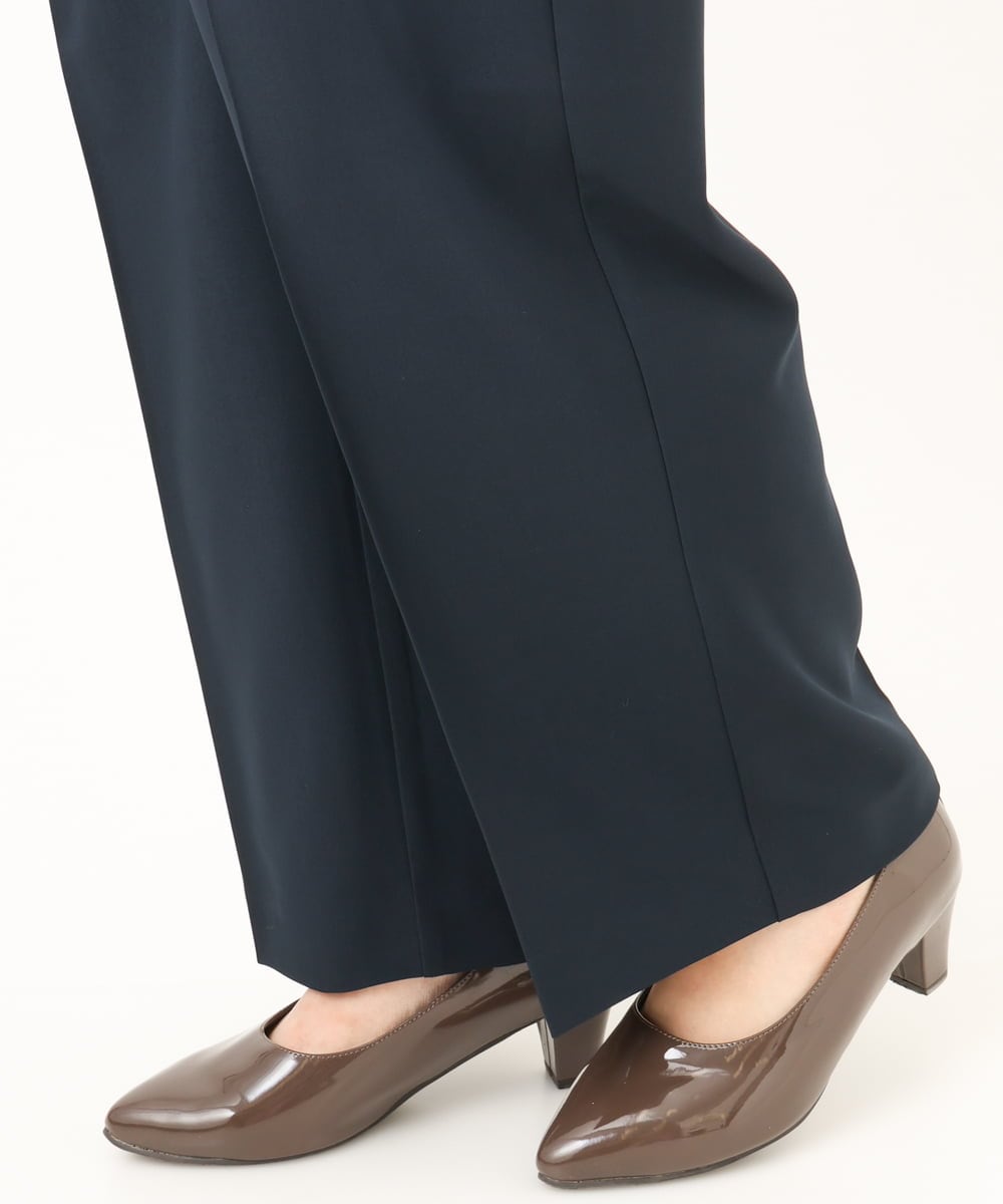 OLLKD12139 eur3(エウルキューブ) 【大きいサイズ/洗える/セットアップ対応/11号サイズあり】ストレッチセンタープレスワイドパンツ ネイビー