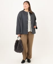 OLLKD12139 eur3(エウルキューブ) 【大きいサイズ/洗える/セットアップ対応/11号サイズあり】ストレッチセンタープレスワイドパンツ モカ