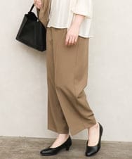 OLLKD12139 eur3(エウルキューブ) 【大きいサイズ/洗える/セットアップ対応/11号サイズあり】ストレッチセンタープレスワイドパンツ モカ