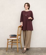 OLLKD12139 eur3(エウルキューブ) 【大きいサイズ/洗える/セットアップ対応/11号サイズあり】ストレッチセンタープレスワイドパンツ モカ