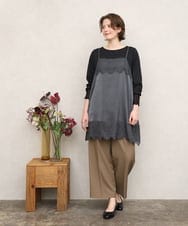 OLLKD12139 eur3(エウルキューブ) 【大きいサイズ/洗える/セットアップ対応/11号サイズあり】ストレッチセンタープレスワイドパンツ モカ