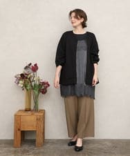 OLLKD12139 eur3(エウルキューブ) 【大きいサイズ/洗える/セットアップ対応/11号サイズあり】ストレッチセンタープレスワイドパンツ モカ