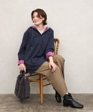 OLLKD12139 eur3(エウルキューブ) 【大きいサイズ/洗える/セットアップ対応/11号サイズあり】ストレッチセンタープレスワイドパンツ モカ