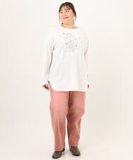 OLLKD13109 eur3(エウルキューブ) 【WEB先行販売】【大きいサイズ/洗える】カラーストレッチデニム ライトピンク