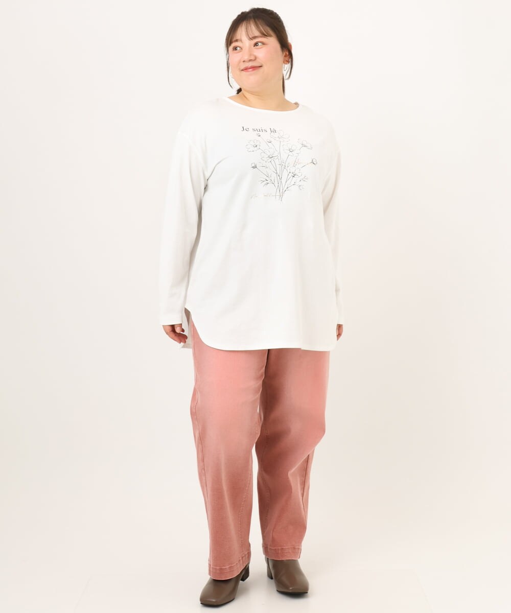 OLLKD13109 eur3(エウルキューブ) 【WEB先行販売】【大きいサイズ/洗える】カラーストレッチデニム ライトピンク