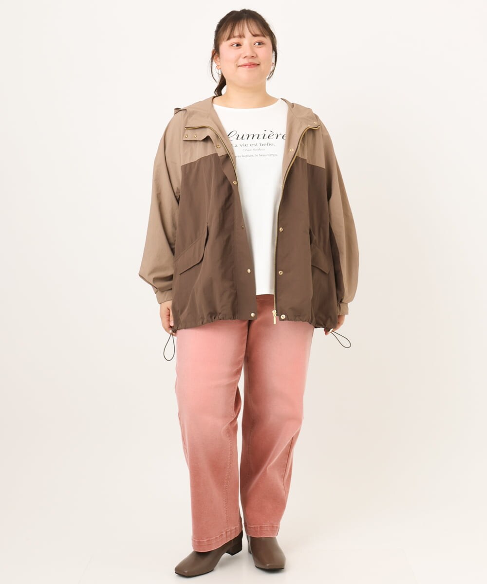 OLLKD13109 eur3(エウルキューブ) 【WEB先行販売】【大きいサイズ/洗える】カラーストレッチデニム ライトピンク
