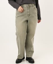 OLLKD13109 eur3(エウルキューブ) 【WEB先行販売】【大きいサイズ/洗える】カラーストレッチデニム カーキ