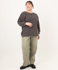 OLLKD13109 eur3(エウルキューブ) 【WEB先行販売】【大きいサイズ/洗える】カラーストレッチデニム カーキ
