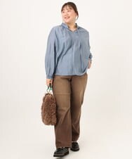 OLLKD13109 eur3(エウルキューブ) 【WEB先行販売】【大きいサイズ/洗える】カラーストレッチデニム ダークブラウン