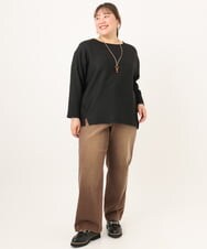 OLLKD13109 eur3(エウルキューブ) 【WEB先行販売】【大きいサイズ/洗える】カラーストレッチデニム ダークブラウン