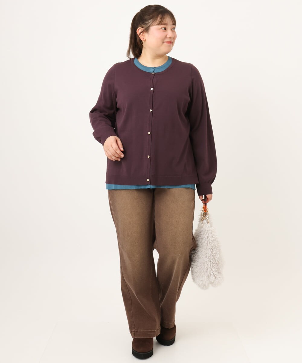 OLLKD13109 eur3(エウルキューブ) 【WEB先行販売】【大きいサイズ/洗える】カラーストレッチデニム ダークブラウン