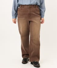 OLLKD13109 eur3(エウルキューブ) 【WEB先行販売】【大きいサイズ/洗える】カラーストレッチデニム ダークブラウン
