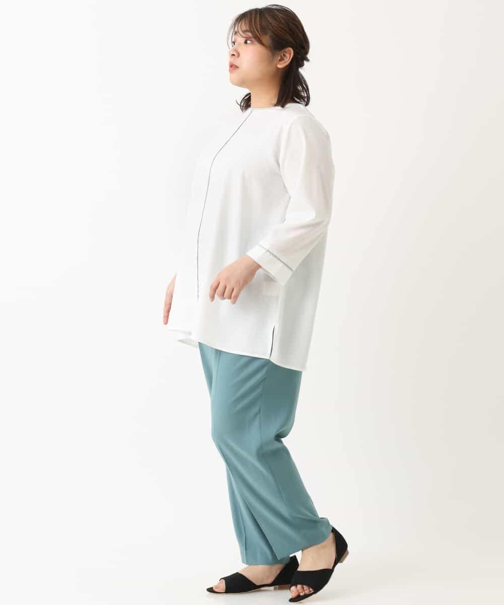OLLKJ09089 eur3(エウルキューブ) 【大きいサイズ】センタープレスカラーパンツ グリーン(35)