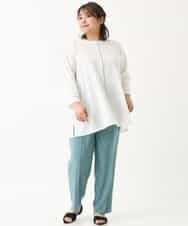OLLKJ09089 eur3(エウルキューブ) 【大きいサイズ】センタープレスカラーパンツ グリーン(35)