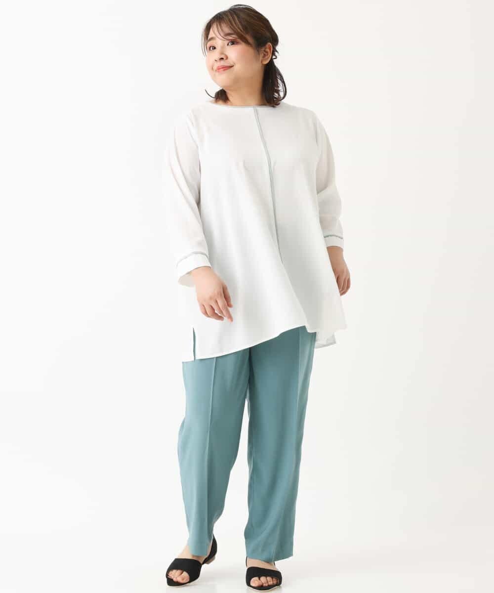 OLLKJ09089 eur3(エウルキューブ) 【大きいサイズ】センタープレスカラーパンツ グリーン(35)