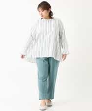 OLLKJ09089 eur3(エウルキューブ) 【大きいサイズ】センタープレスカラーパンツ グリーン(35)