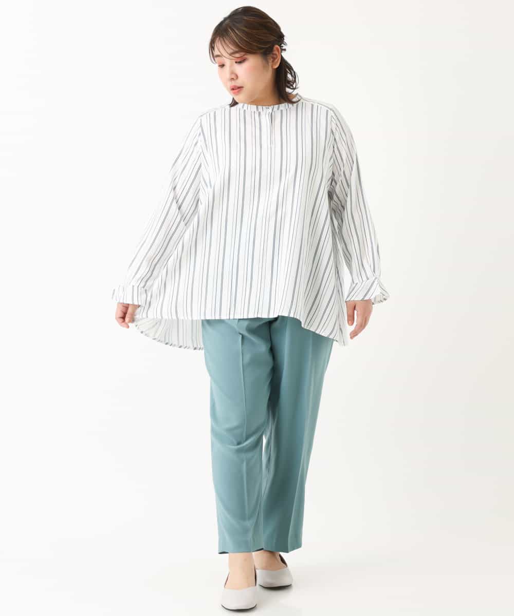 OLLKJ09089 eur3(エウルキューブ) 【大きいサイズ】センタープレスカラーパンツ グリーン(35)