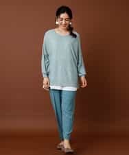 OLLKJ09089 eur3(エウルキューブ) 【大きいサイズ】センタープレスカラーパンツ グリーン(35)