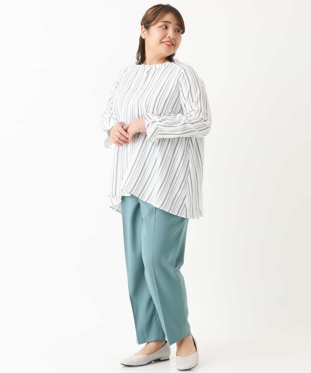 OLLKJ09089 eur3(エウルキューブ) 【大きいサイズ】センタープレスカラーパンツ グリーン(35)