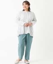 OLLKJ09089 eur3(エウルキューブ) 【大きいサイズ】センタープレスカラーパンツ グリーン(35)